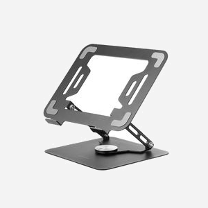 Mars Gaming MARSN Support Laptop Acier Noir, 17", Inclinaison 0-180°, Rotation 360°, 260x225x38mm, Réglable en Hauteur, Pliable, Surface Antidérapante