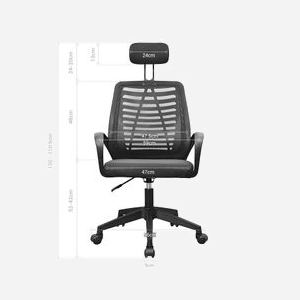 Mars Gaming MGC-ERGOB Chaise Ergonomique Noir/Gris, Dossier Mesh, Hauteur 110.5-120.5cm, Inclinaison 3-18°, Siège Coton/Polyester, Base 5 Roues, Max 100kg - Miniature 5