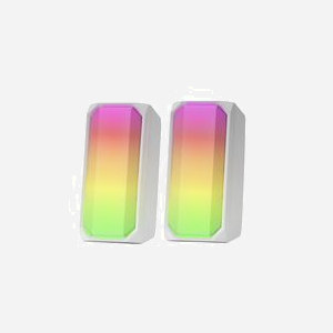 Haut-parleurs Mars Gaming MSRGBW Blanc 2.0 Canaux 15W RMS 20-20000Hz 4 Ohm Bluetooth 5.0 Entrée AUX USB Rétroéclairage RGB ABS - Miniature 2