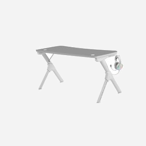 Mars Gaming MGD140W Bureau Gaming 140cm x 60cm Gris/Blanc, Plateau Fibre de Carbone, Cadre Acier Blanc, Charge Max 100kg, avec Tapis Nanotextile - Miniature 2