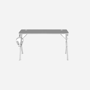 Mars Gaming MGD140W Bureau Gaming 140cm x 60cm Gris/Blanc, Plateau Fibre de Carbone, Cadre Acier Blanc, Charge Max 100kg, avec Tapis Nanotextile - Miniature 3