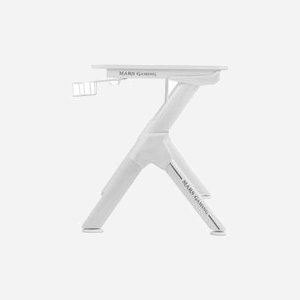 Mars Gaming MGD140W Bureau Gaming 140cm x 60cm Gris/Blanc, Plateau Fibre de Carbone, Cadre Acier Blanc, Charge Max 100kg, avec Tapis Nanotextile - Miniature 4