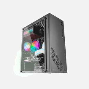 Boîtier PC Mars Gaming MC100 Noir Acier, ATX/microATX/Mini-ITX, Vent. 90mm FRGB, USB 3.2 Gen 1, Audio, Vitre latérale, Refroidissement liquide 120mm, 2x3.5", 2x2.5" - Miniature 3