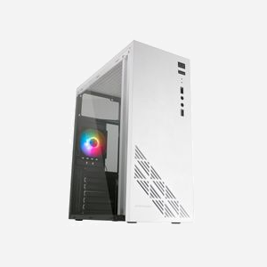 Mars Gaming MC100W Boîtier PC Blanc Acier Ultra-léger ATX/microATX/Mini-ITX, Vent FRGB, fenêtre latérale, 2x3.5", 2x2.5", USB 3.2 Gen 1, ventilateur 90mm, refroidissement liquide 120mm, 29.5cm GPU, 15.9cm CPU