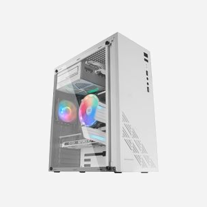 Mars Gaming MC100W Boîtier PC Blanc Acier Ultra-léger ATX/microATX/Mini-ITX, Vent FRGB, fenêtre latérale, 2x3.5", 2x2.5", USB 3.2 Gen 1, ventilateur 90mm, refroidissement liquide 120mm, 29.5cm GPU, 15.9cm CPU - Miniature 3