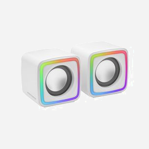 Mars Gaming MSCUBEW Enceintes PC 8W RMS Blanc, DSP Spatial, USB Type-A, 20-20000 Hz, Impédance 4 Ohm, Rétroéclairage RGB Active Flow, 73x73x66mm - Miniature 1