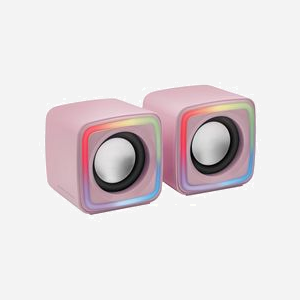 Haut-parleurs Mars Gaming MSCUBEP Rose 8W, 2.0, USB Type-A, 20-20000Hz, 4 Ohm, Rétroéclairage, 73x73x66mm