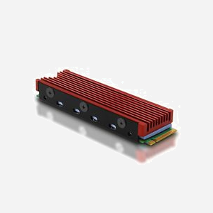 Axagon CLR-M2 Dissipateur Thermique M.2 NVMe SSD 76x24x10mm Aluminium Noir/Rouge pour SSD M.2 2280, Pad Thermique Inclus, RoHS