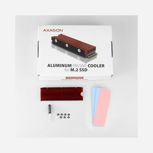 Axagon CLR-M2 Dissipateur Thermique M.2 NVMe SSD 76x24x10mm Aluminium Noir/Rouge pour SSD M.2 2280, Pad Thermique Inclus, RoHS - Miniature 2