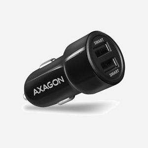 Axagon PWC-5V5 Chargeur Allume-Cigare USB 2.0 (x2) 24W 5V/2.4A Quick Charge 1.0 & Smart IC, Protection Surtension/Surchauffe, Universel