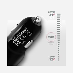 Axagon PWC-5V5 Chargeur Allume-Cigare USB 2.0 (x2) 24W 5V/2.4A Quick Charge 1.0 & Smart IC, Protection Surtension/Surchauffe, Universel - Miniature 3