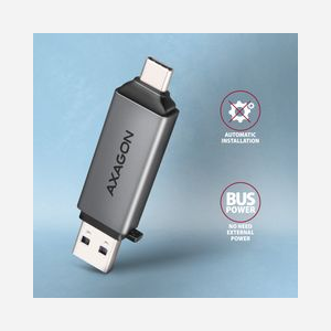 Lecteur de cartes Axagon CRE-DAC USB 3.0 Type-A/Type-C 5 Gbps, 2 slots SD/microSD, Gris, Aluminium, compatible Windows/macOS/Linux/Android/iOS - Miniature 5