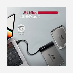Axagon ADSA-FP2C Adaptateur USB-C 5Gbps vers SATA 6G pour SSD/HDD 2.5" SLIM, Support UASP/TRIM/S.M.A.R.T., Compatible Windows/macOS/Linux - Miniature 3
