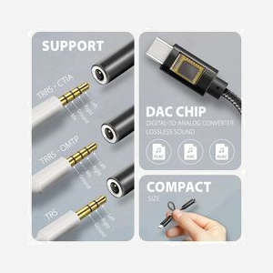 Axagon ADA-HC : Adaptateur Audio USB Type-C vers Jack 3.5mm Femelle, Câble 0.1m, Connecteurs Droit, Noir, Compatible Plug and Play et Certifié RoHS/CE - Miniature 4