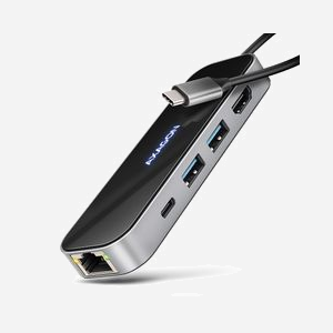 Axagon HMC-6GLN Hub USB-C 3.2 Gen 1 avec Power Delivery 100W, HDMI 4K 240Hz, Ethernet Gigabit, 2x USB-A, Support Windows/macOS/Linux/Android/ChromeOS - Miniature 2