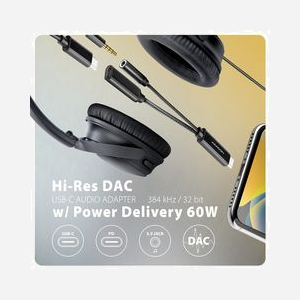 Axagon ADA-HCPD Adaptateur Audio USB-C vers 3.5mm Femelle, Câble 0.1m, Connecteurs USB-C Mâle/Femelle, Noir, Compatible Plug and Play - Miniature 2