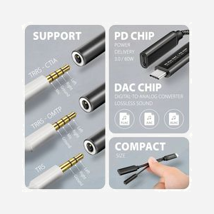 Axagon ADA-HCPD Adaptateur Audio USB-C vers 3.5mm Femelle, Câble 0.1m, Connecteurs USB-C Mâle/Femelle, Noir, Compatible Plug and Play - Miniature 4