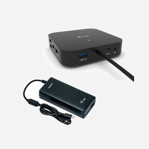 i-tec Dock USB-C Double Écran 4K + Power Delivery 100W + Chargeur Universel 100W (2x DP, 6x USB, LAN, Audio, VESA, Windows/macOS/Linux/Android)