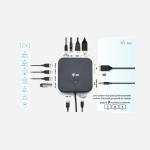 i-tec Dock USB-C HDMI Dual DisplayPort 4K, Power Delivery 100W, 3x USB 3.1, USB-C 3.2 Gen2, RJ-45, Audio, Kensington, Windows/macOS/Android/Linux - Miniature 5