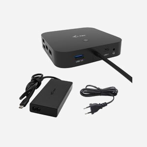 i-tec Dock USB-C Dual DP HDMI 4K+ PD 100W + Chargeur Universel 100W (C31TRI4KDPDPRO100). 1x HDMI, 2x DP 1.4, 3x USB 3.1, USB-C 3.2 Gen2, RJ45, Audio. Supporte Windows, macOS, Android, ChromeOS, Linux. - Miniature 1