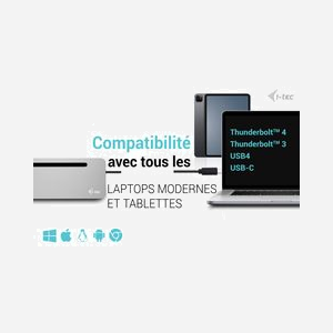 i-tec C31FLAT2PDPRO : Station d'accueil USB-C 3x 4K, Power Delivery 100W, 4x USB 3.2, LAN Gigabit, Lecteurs SD/MicroSD, Support Ordinateur Portable, Compatible Windows/macOS/Linux/Android/ChromeOS - Miniature 4