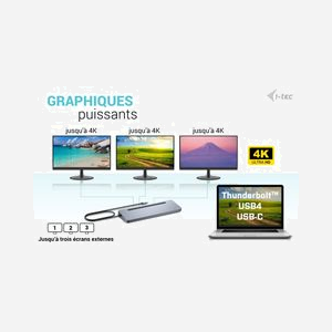 i-tec C31FLAT2PDPRO : Station d'accueil USB-C 3x 4K, Power Delivery 100W, 4x USB 3.2, LAN Gigabit, Lecteurs SD/MicroSD, Support Ordinateur Portable, Compatible Windows/macOS/Linux/Android/ChromeOS - Miniature 5