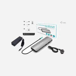 i-tec Station d'accueil USB-C Nano Métal 2x Display 4K 60Hz avec PD 100W + Chargeur 100W (2x HDMI, 2x USB 3.2, 2x USB 2.0, RJ45 Gigabit, Windows/macOS/Android/ChromeOS/Linux) - Miniature 5