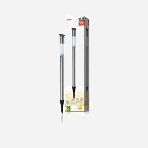 Ranex Éclairage de Jardin Solaire LED 0.06W Acier Inoxydable Brosse IP44, 1 Pile AA Incluse, Dimensions 695x52x52 mm, Type d'Ampoule LED - Miniature 1