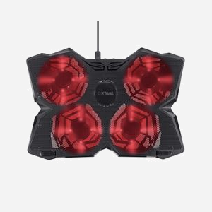 Trust 20817 - Support Refroidissement Laptop Gaming 17.3" avec 4 Ventilateurs LED Rouges, 2x USB 2.0, Alimentation USB, 5V, Noir - Miniature 3