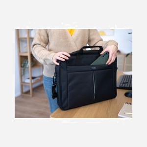 Trust Sacoche 21551 pour Ordinateur Portable 16" (40.6cm), Malette Noire en Tissu, 2 Compartiments, Poche Avant, Sangle Épaule, Résistance Poussière/Rayures - Miniature 4