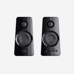 Trust Enceintes 2.0 Filaire 18W RMS (36W PMPO) Noir - Bande Passante 20-20000Hz, Impédance 4 Ohm, Connectique Jack 3.5mm & USB, 100x100x210mm - Miniature 2
