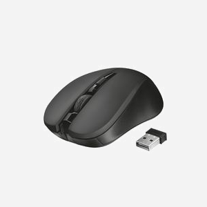 Trust Souris Bureau 21869 RF sans fil Optique 1800 DPI Ambidextre Noire, 4 Boutons, Portée 10m, Compatible Windows/macOS, Alimentation Piles AAA - Miniature 1