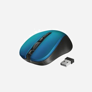 Trust Souris Bureau Ambidextre RF sans fil Optique 1800 DPI 4 boutons (1000/1400/1800), portée 10m, récepteur micro USB, Noir/Bleu, 2x AAA, Windows/macOS - Miniature 1