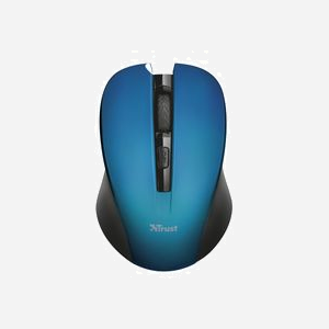 Trust Souris Bureau Ambidextre RF sans fil Optique 1800 DPI 4 boutons (1000/1400/1800), portée 10m, récepteur micro USB, Noir/Bleu, 2x AAA, Windows/macOS - Miniature 2