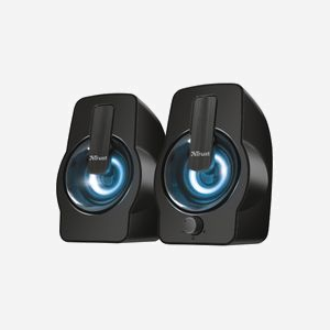 Trust Gemi Noir - Système d'Enceintes 2.0 - 6W RMS (12W PMPO) - RGB - Haut-parleur 4cm - 20-20000Hz - USB - Connecteur 3.5mm - 8.5x9.5x13.2cm