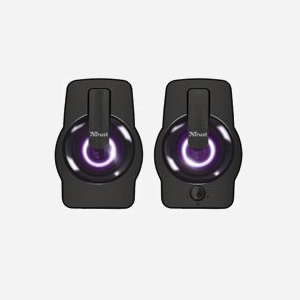 Trust Gemi Noir - Système d'Enceintes 2.0 - 6W RMS (12W PMPO) - RGB - Haut-parleur 4cm - 20-20000Hz - USB - Connecteur 3.5mm - 8.5x9.5x13.2cm - Miniature 3