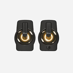 Trust Gemi Noir - Système d'Enceintes 2.0 - 6W RMS (12W PMPO) - RGB - Haut-parleur 4cm - 20-20000Hz - USB - Connecteur 3.5mm - 8.5x9.5x13.2cm - Miniature 4