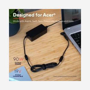 Trust Adaptateur Secteur 90W 19V 4.74A Noir pour Ordinateur Portable Acer (Ref. 23391) - Protection Surtension/Surintensité/Surchauffe - Câble 3m