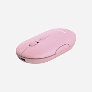 Trust Puck Souris Bureau Ambidextre RF sans fil + Bluetooth Optique 1600 DPI 4 Boutons Programmables Rose, Batterie Intégrée, USB-C, Windows/macOS/ChromeOS