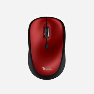 Trust Yvi+ Souris RF sans fil optique 1600 DPI, 4 boutons, portée 8m, USB Type-A, pile AA 12 mois, Windows/macOS/ChromeOS, noir/rouge - Miniature 2