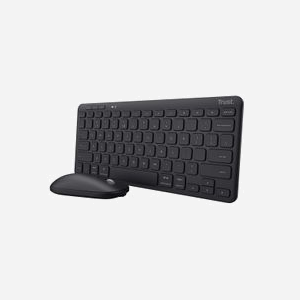 Trust Lyra Kit Clavier Mini AZERTY Français RF sans fil + Bluetooth et Souris Optique 1200 DPI (commutateur ciseaux, ABS, compatible Windows/macOS/ChromeOS) - Miniature 1