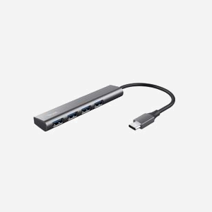 Trust Hub USB 3.2 Gen 1 Type-A vers 4 Ports USB Type-C, 5 Mbit/s, Gris, Compatible Windows 10/11, macOS 11 à 13, ChromeOS, 211x21x11mm