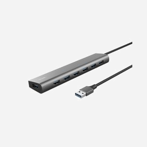 Hub USB Trust Halyx 8 ports - USB 3.2 Gen 1 Type-A, USB 2.0 - 5000 Mbit/s - Boîtier ABS/Aluminium argent - Compatible Windows, macOS, ChromeOS - Miniature 1