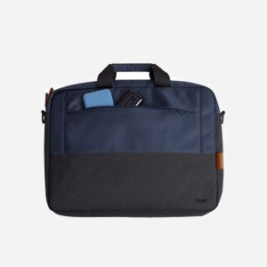 Trust Malette Lisboa 16" Bleu - Polyester Recyclé, Compartiment Antichoc, Sangle Épaule Amovible, 400x305x60mm, 21L, Réf: 24980 - Miniature 2
