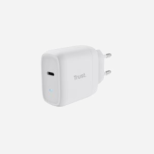 Trust Chargeur Secteur Universel 45W USB-C Blanc - Puissance USB 3.0, Sortie 5-20V, 3A - Câble USB Type-C vers USB Type-C 2m - Protections Surtension/Surchauffe