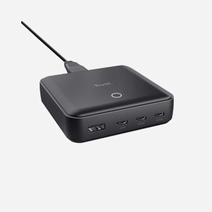 Trust Chargeur Secteur Universel 100W - 3x USB-C (PPS, PD 3.0) & 1x USB-A - Noir, 5-20V, 5A, Protection Surchauffe/Court-circuit, Câble 1.2m