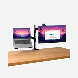 Support Bureau Trust Mara Double Écran 32" ou Écran + Laptop 17", Charge Max 16kg (8kg/écran), VESA 75x75/100x100mm, Ajustable Hauteur/Inclinaison/Pivot, Noir - Miniature 2