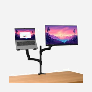 Support Bureau Trust Mara Double Écran 32" ou Écran + Laptop 17", Charge Max 16kg (8kg/écran), VESA 75x75/100x100mm, Ajustable Hauteur/Inclinaison/Pivot, Noir - Miniature 3