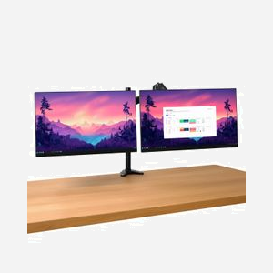 Support Bureau Trust Mara Double Écran 32" ou Écran + Laptop 17", Charge Max 16kg (8kg/écran), VESA 75x75/100x100mm, Ajustable Hauteur/Inclinaison/Pivot, Noir - Miniature 4
