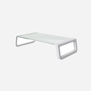 Trust Support d'écran 25351 Transparent/Blanc - Verre Trempé 500x200x100mm - Montage Bureau Autonome - Charge Max 10kg - 1 Écran